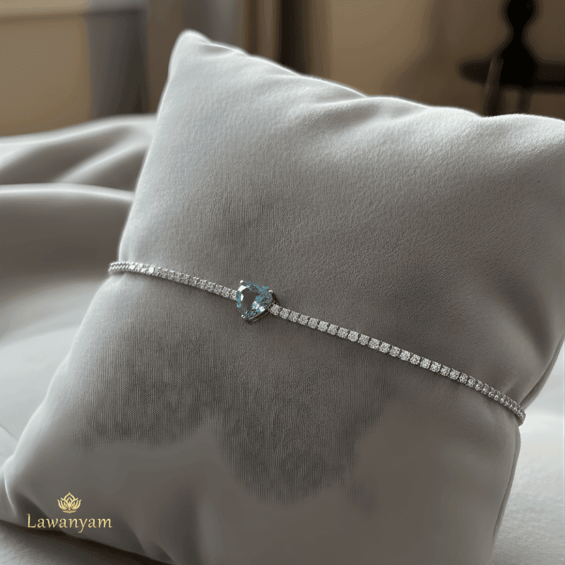 Blue Heart Silver Bracelet
