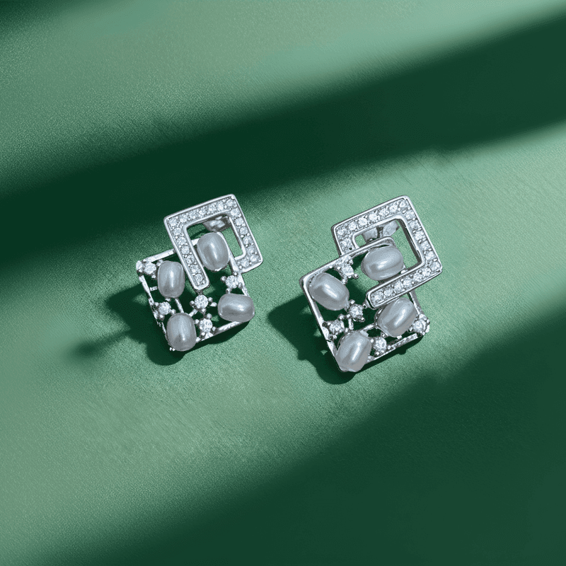 Edge Pearl Square Studs