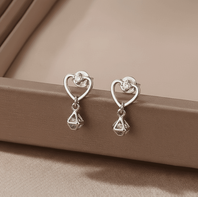 Crystal Heart Drop Studs
