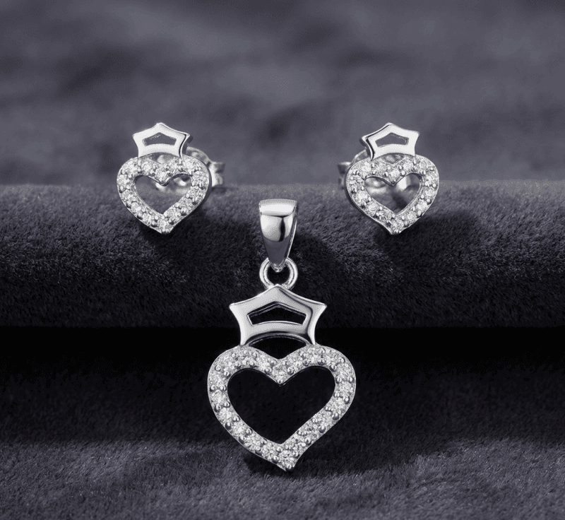 Celestial Heart Glow Set (Studs & Pendant)